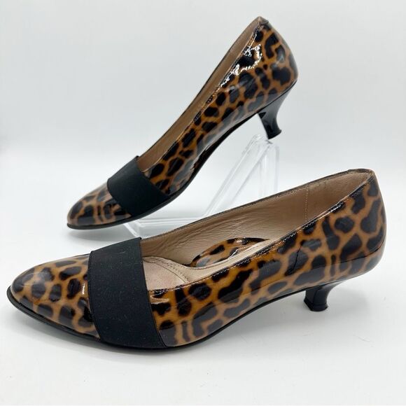BeautiFeel Animal Print Patent Leather Kitten Heel‎ Pumps w/Elastic Accent 6.5 - Picture 13 of 14
